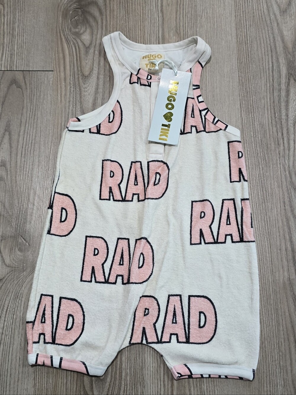 Hugo Loves Tiki Kids' White & Pink 'RAD' Sleeveless Tank Romper